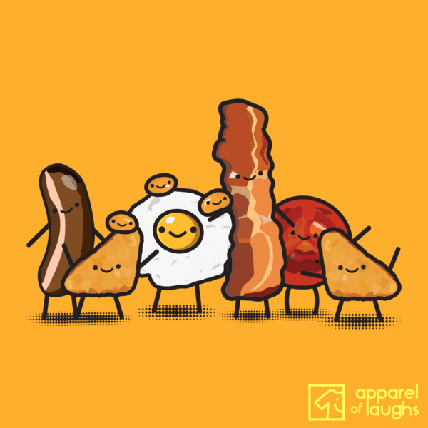 Full English Breakfast Cute British Food Kawaii Men's T-Shirt Design Gold