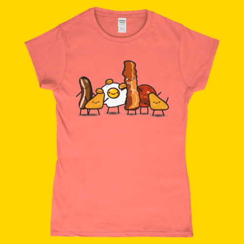 Full English Breakfast Cute British Food Women's T-Shirt Design Heather Orange