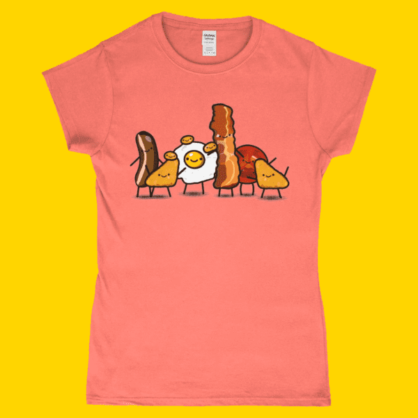 Full English Breakfast Cute British Food Women's T-Shirt Design Heather Orange