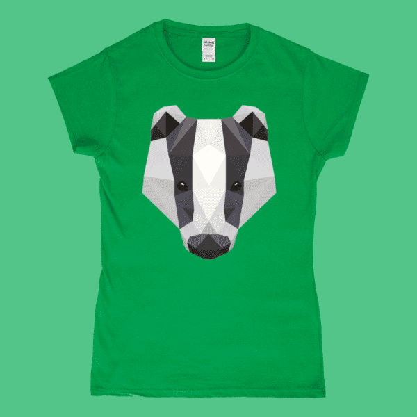 Low Poly Badger Women's T-Shirt British Wildlife Irish Green