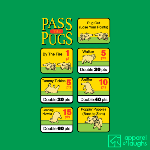 Pass the Pugs Pigs Board Game Women's T-Shirt Design Irish Green