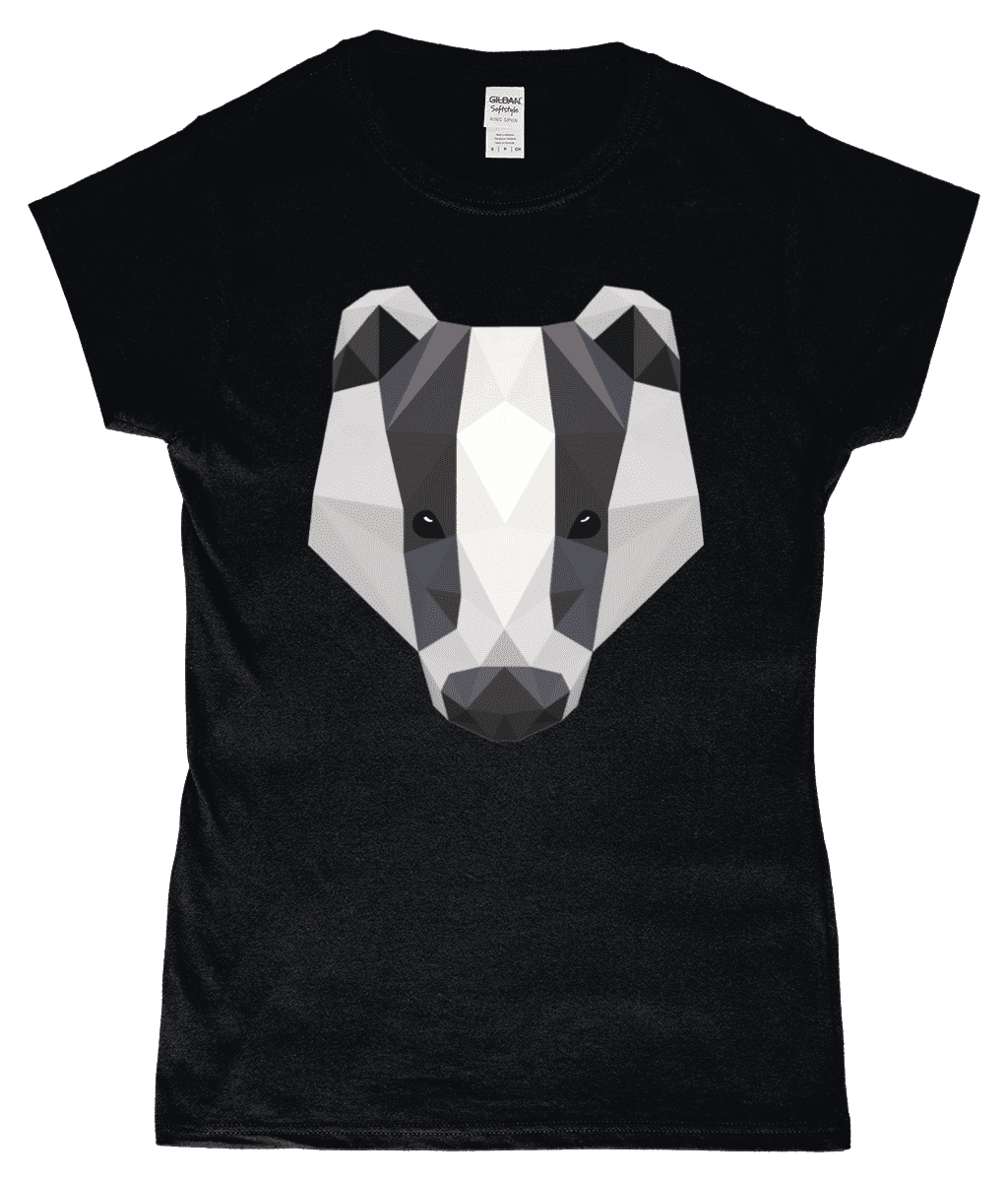 low Poly Badger British Wildlife Women's T-Shirt Black