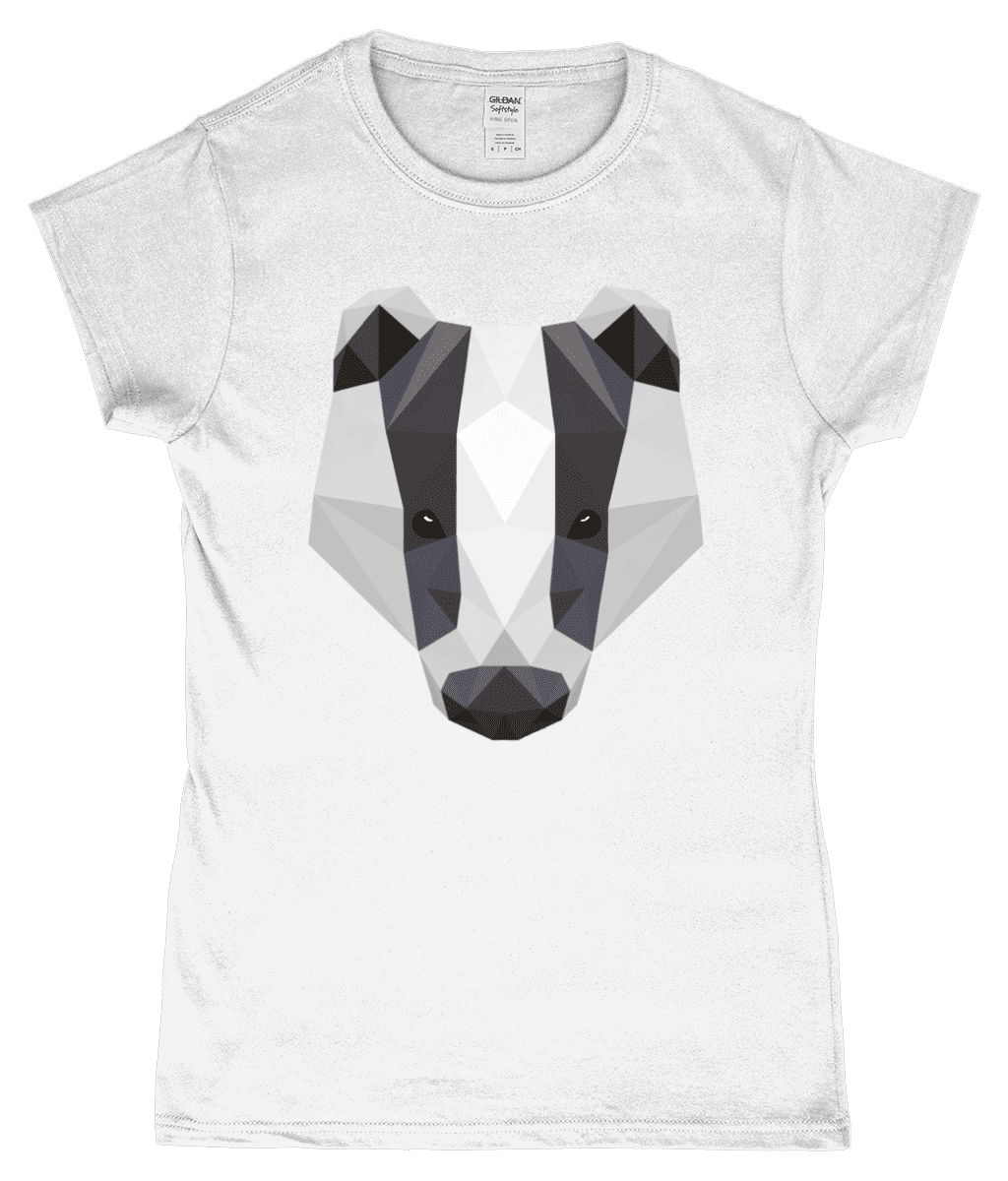 low Poly Badger British Wildlife Women's T-Shirt White