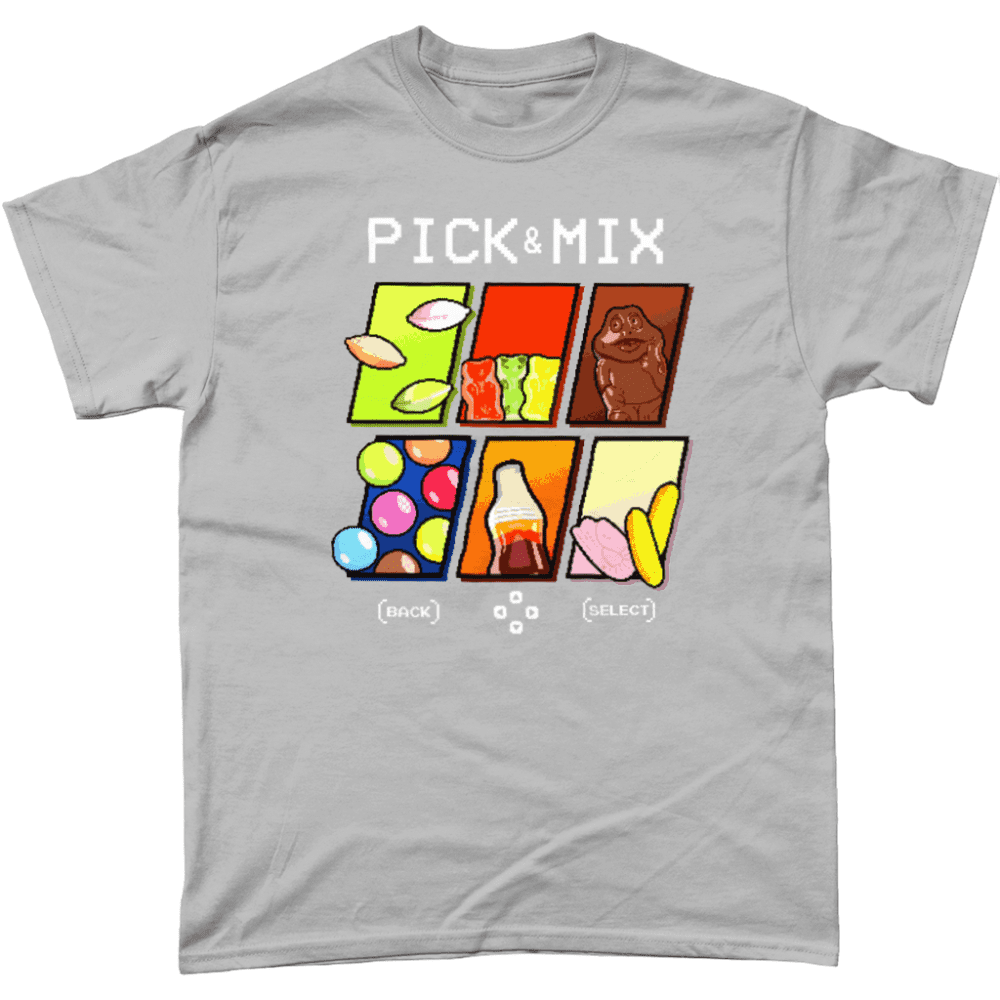 Pick and Mix Arcade Game Pixel Art Sweets Men's T-Shirt Sports Grey