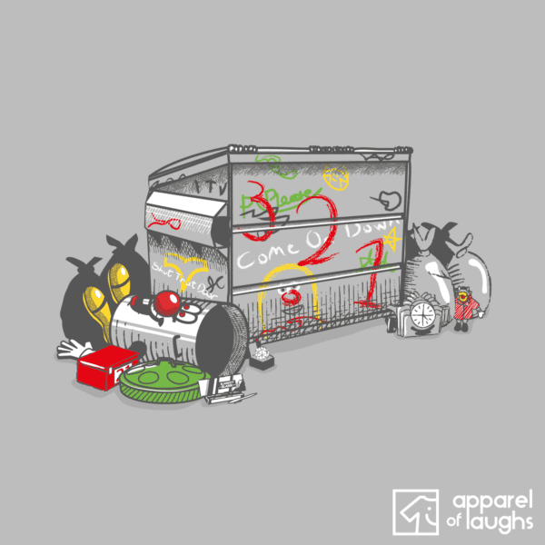 Dusty Bin Bullseye Game Show Junkyard Men's T-Shirt Design Sports Grey