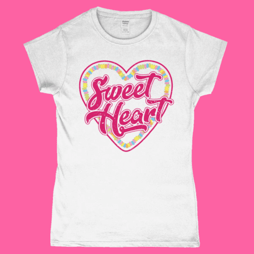 Sweetheart Candy Necklace Heart Sweets Women's T-Shirt White