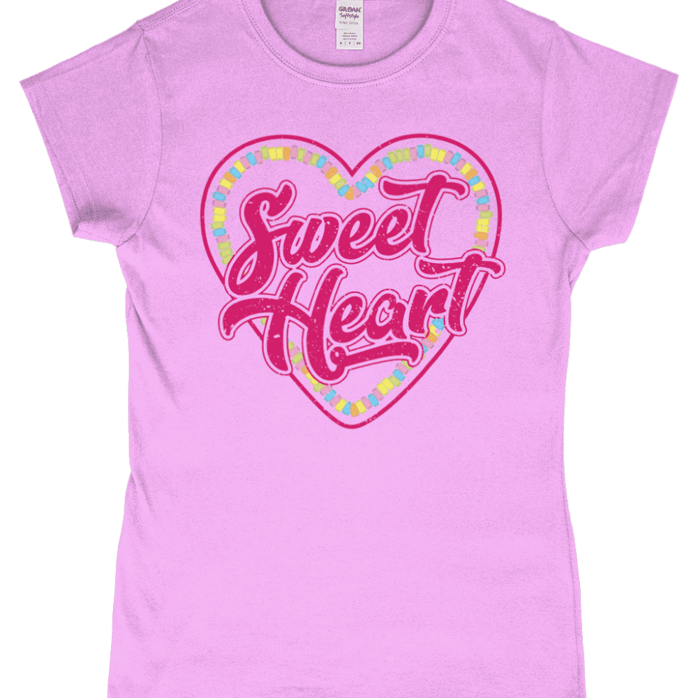 Sweetheart Candy Necklace Heart Sweets Women's T-Shirt Light Pink