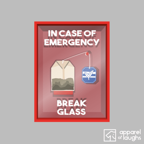 In Case of Emergency Break Glass Cup of Tea Bag Men's T-Shirt Design Sports Grey