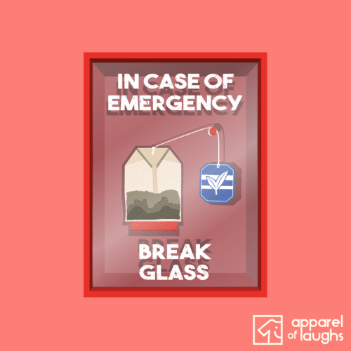 In Case of Emergency Break Glass Cup of Tea Bag Women's T-Shirt Design Heather Orange