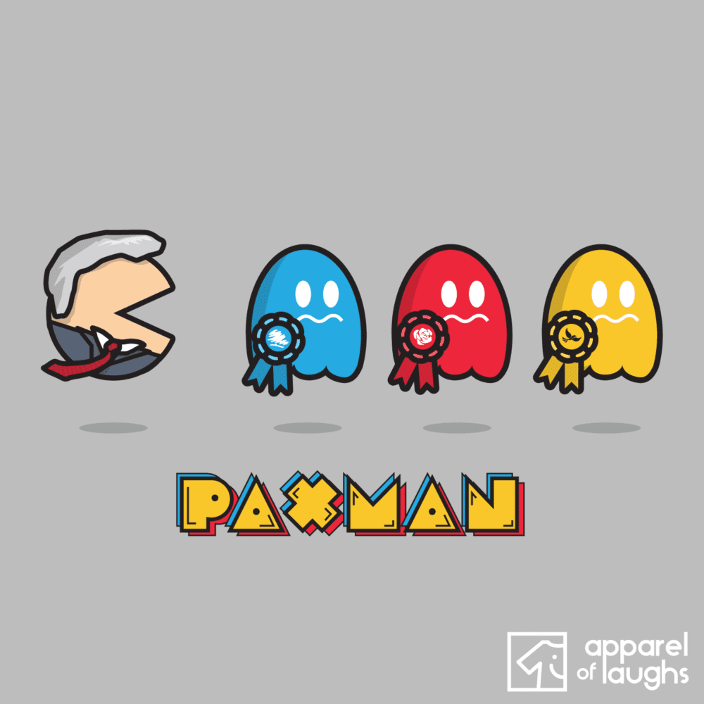 Jeremy Paxman Pacman Pac Man British Politics Men's T-Shirt Design Sports Grey