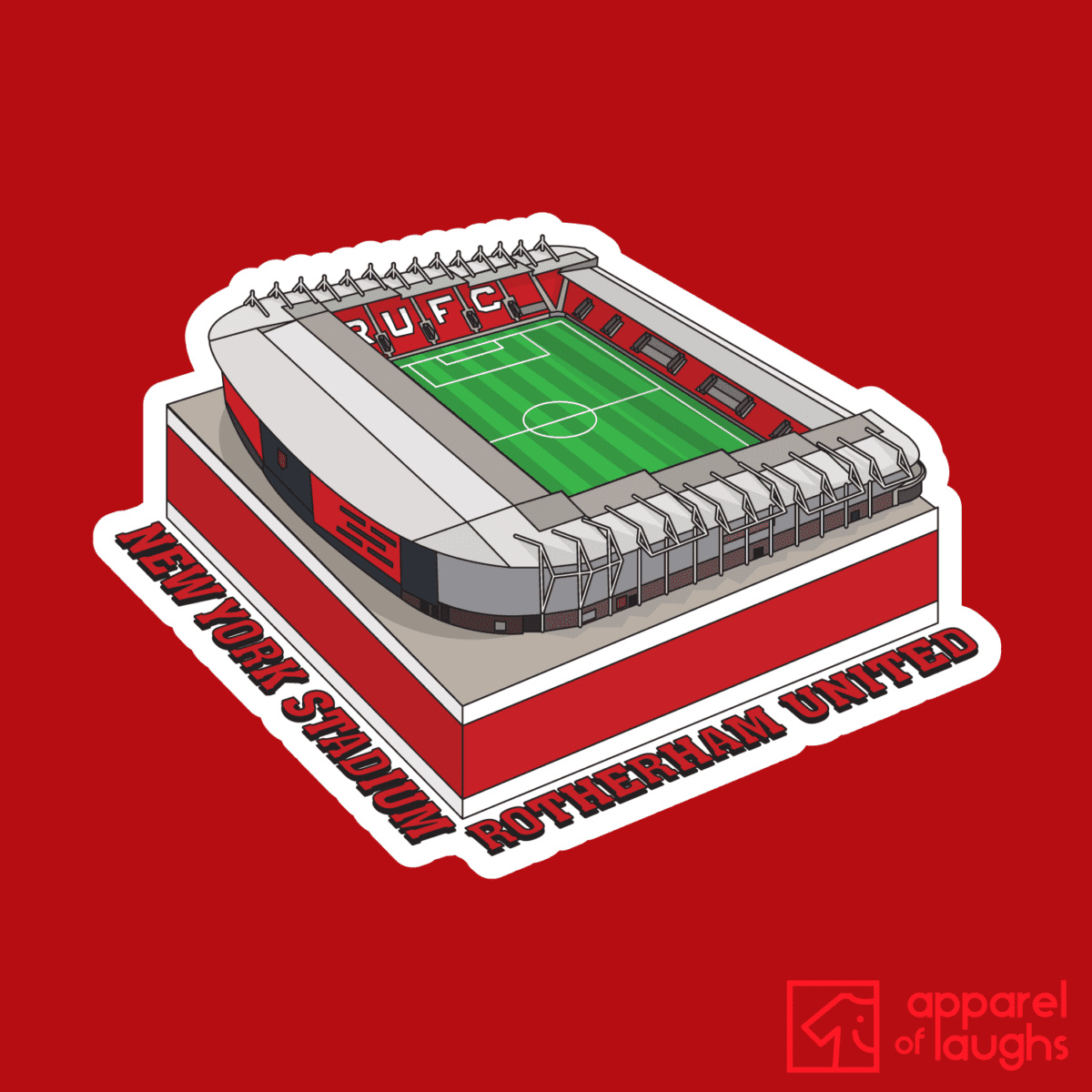 Rotherham United New York Stadium Football Stadium Illustration T-Shirt Design Red