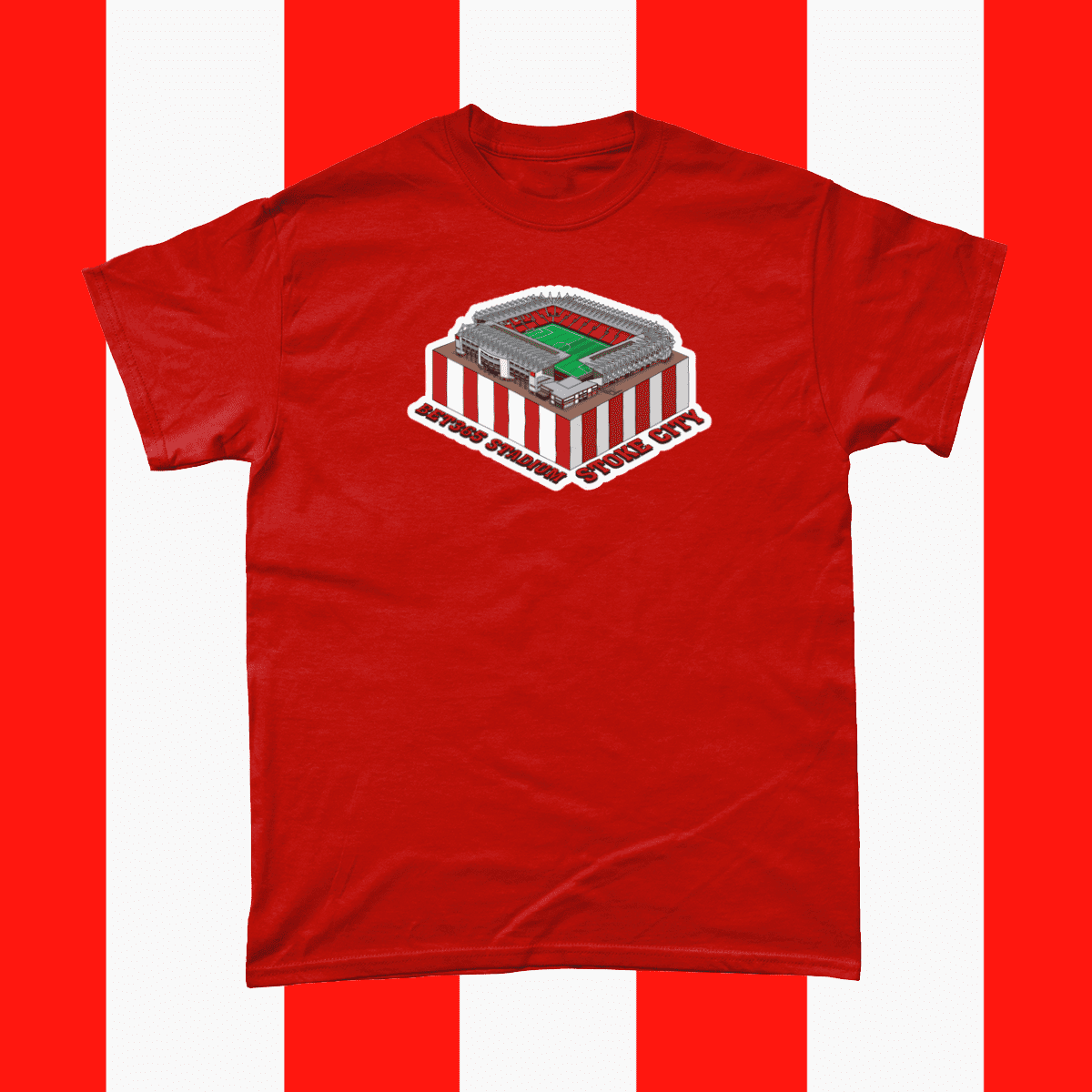 Stoke City Bet365 Stadium Football Illustration Men's T-Shirt Red