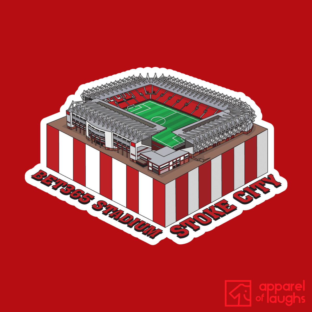 Stoke City Bet365 Stadium Football Illustration T-Shirt Design Red