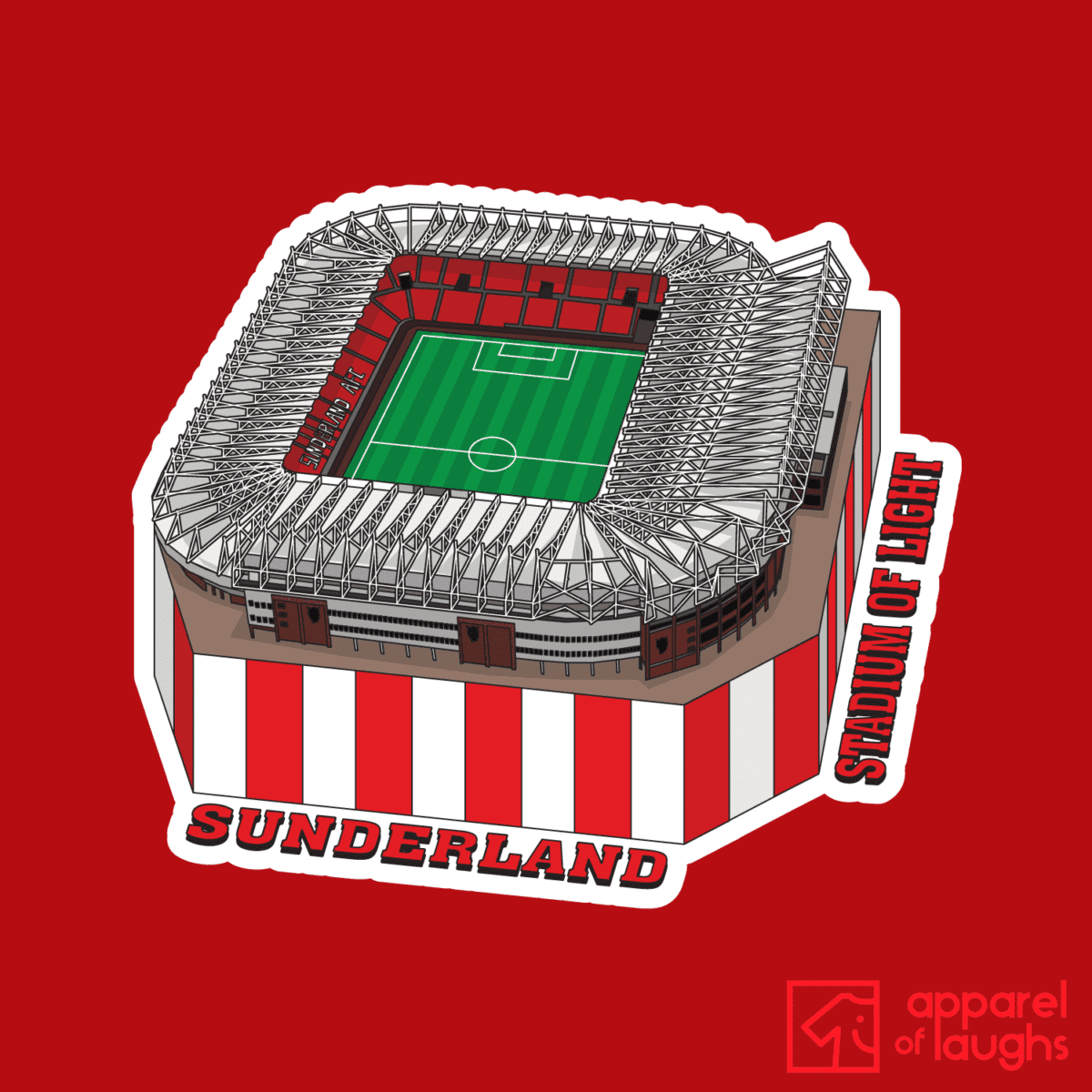 Sunderland Stadium of Light Football Illustration T-Shirt Design Red