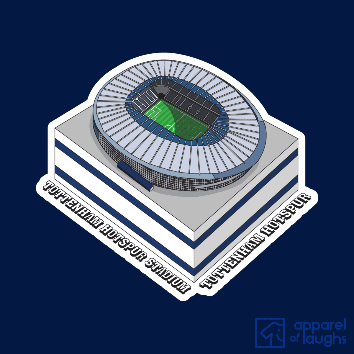 Tottenham Hotspur Stadium Football Illustration T-Shirt Design Navy