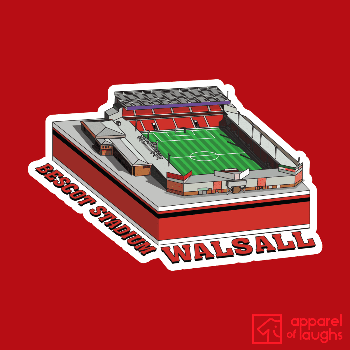 Walsall Bescot Stadium Football Illustration T-Shirt Design Red