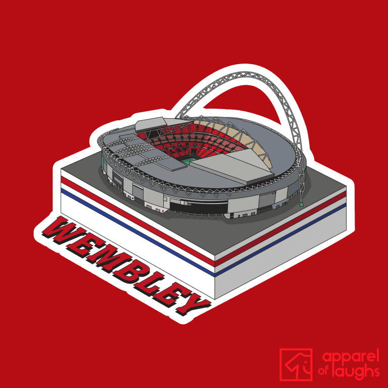 Wembley Stadium England Football Illustration T-Shirt Design Red