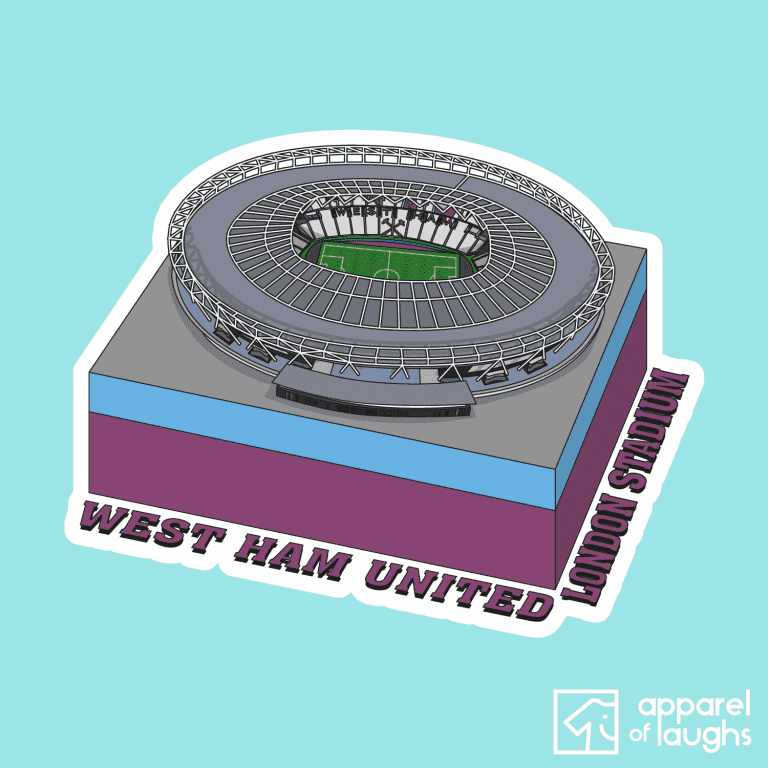 West Ham United London Stadium Football Illustration T-Shirt Design Light Blue
