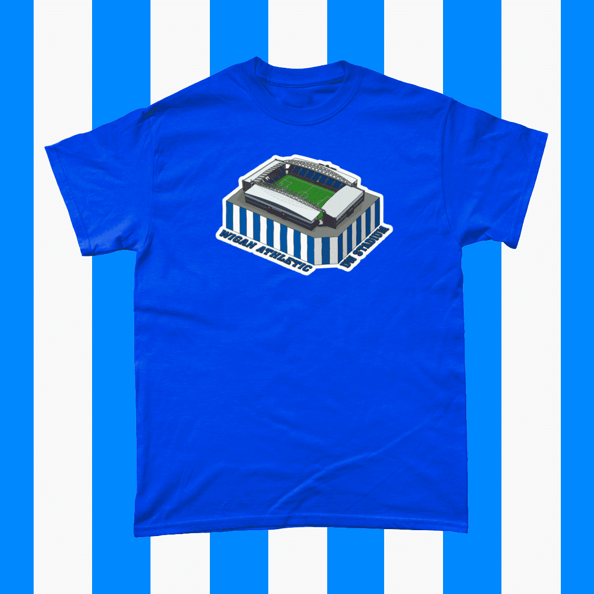 Wigan Athletic DW Stadium Football Illustration Men's T-Shirt Royal Blue