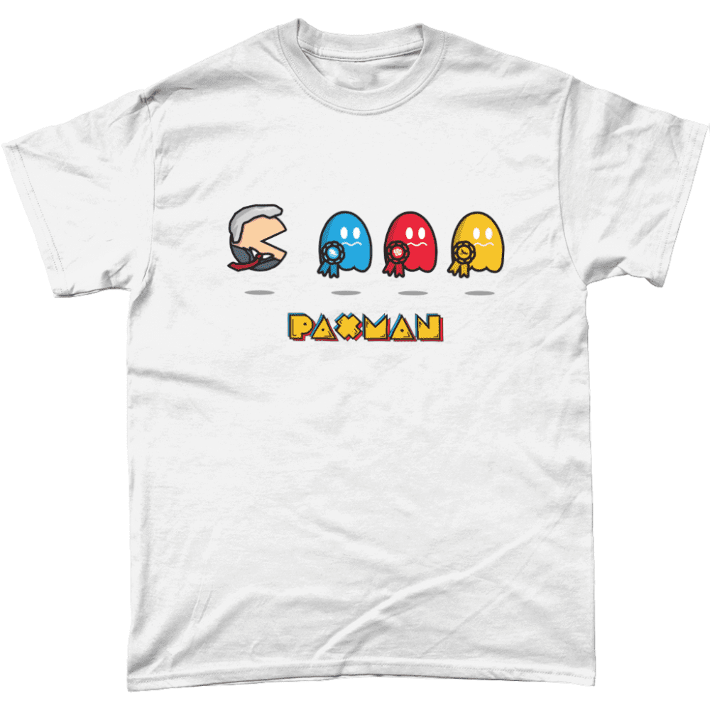 Jeremy Paxman Pacman Pac Man British Politics Men's T-Shirt Design White