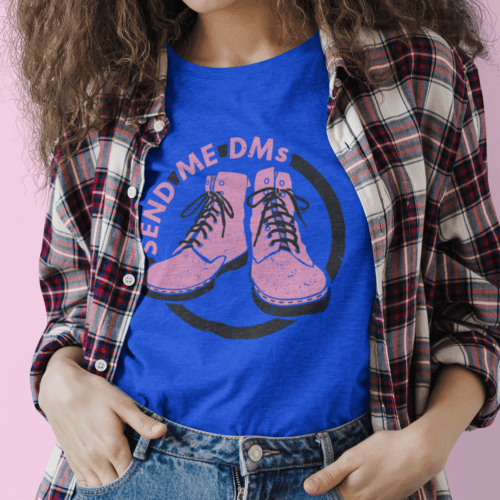 Send Me DMs Doc Marten Boots Women's T-Shirt Royal Blue 2