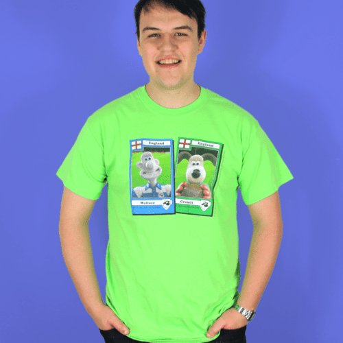 Wallace and Gromit Aardman England Football Stickers Men's T-Shirt Green