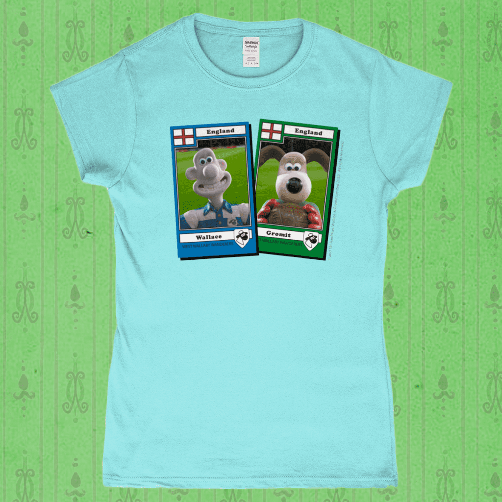 Wallace and Gromit Aardman England Football Stickers Men's T-Shirt Light Blue