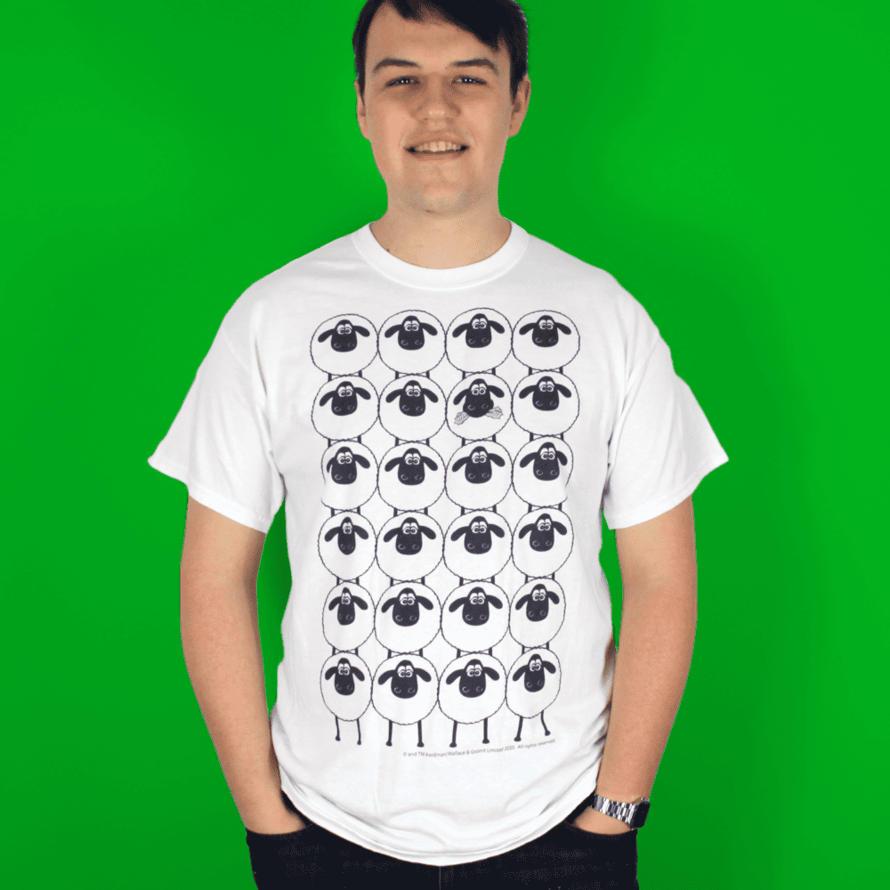 Wallace and Gromit Aardman Shaun the Sheep Men's T-Shirt White