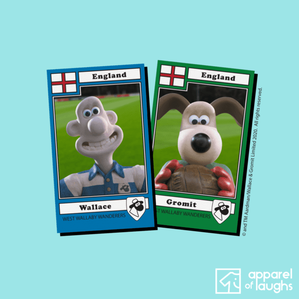 Wallace and Gromit England Football Stickers Aardman Women's T-Shirt Design Light Blue
