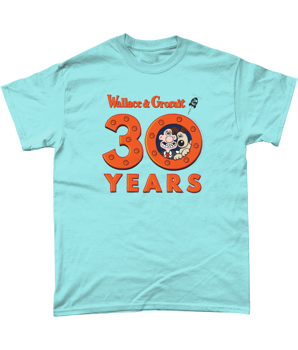 Wallace and Gromit 30 Years Rocket Men's T-Shirt Light Blue