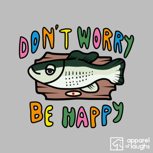 Big Mouth Billy Bass Don't Worry Be Happy Bobby McFerrin Men's T-Shirt Design Sports Grey
