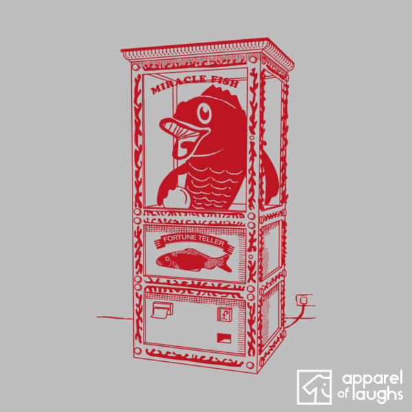 Red Fortune Teller Fish Machine British T-Shirt Men's Sports Grey