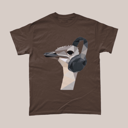 Rocking Ostrich Low Poly Headphones Music T-Shirt Men's Dark Chocolate