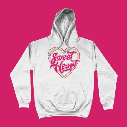 Sweet Heart Sweetheart Candy Necklace Women's Hoodie White