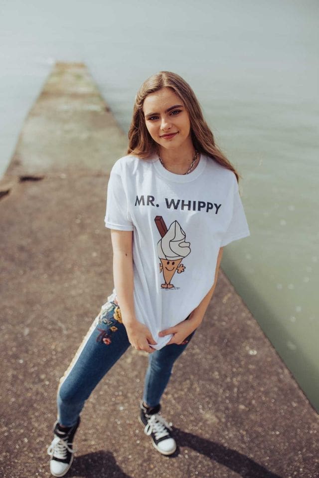 Kristy Mr Whippy Mr Men beach summer t-shirt white