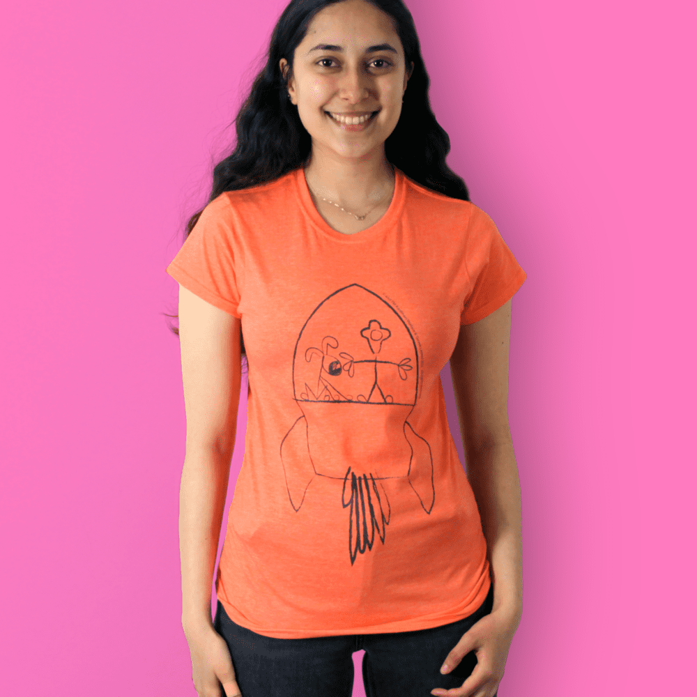 Wallace and Gromit T-Shirt A Grand Day Out Rocket Notepad Aardman Women's Heather Orange