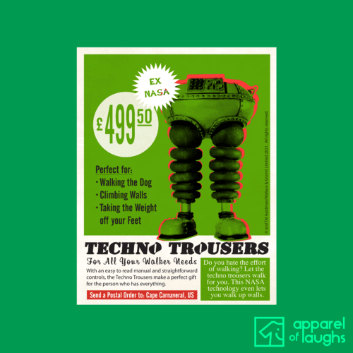 Wallace and Gromit T-Shirt The Wrong Trousers Feathers McGraw Techno Trousers Poster Irish Green