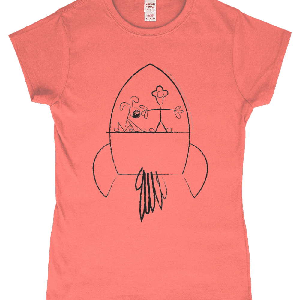 Wallace and Gromit T-Shirt A Grand Day Out Rocket Notepad Aardman Women's Heather Orange Mockup