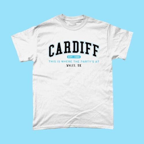 Cardiff City Men's T-Shirt Women's Fashion British Places White copy