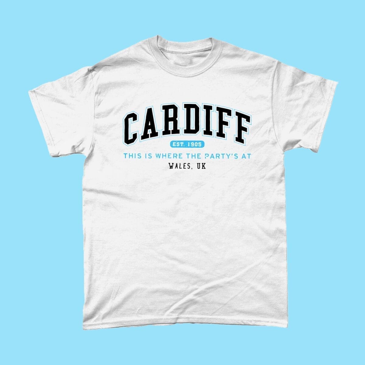 Cardiff City Men's T-Shirt Women's Fashion British Places White copy