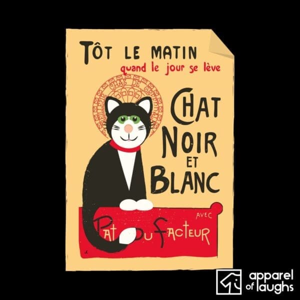 Postman Pat Jess the Cat Chat Noir Poster T-Shirt Design Black