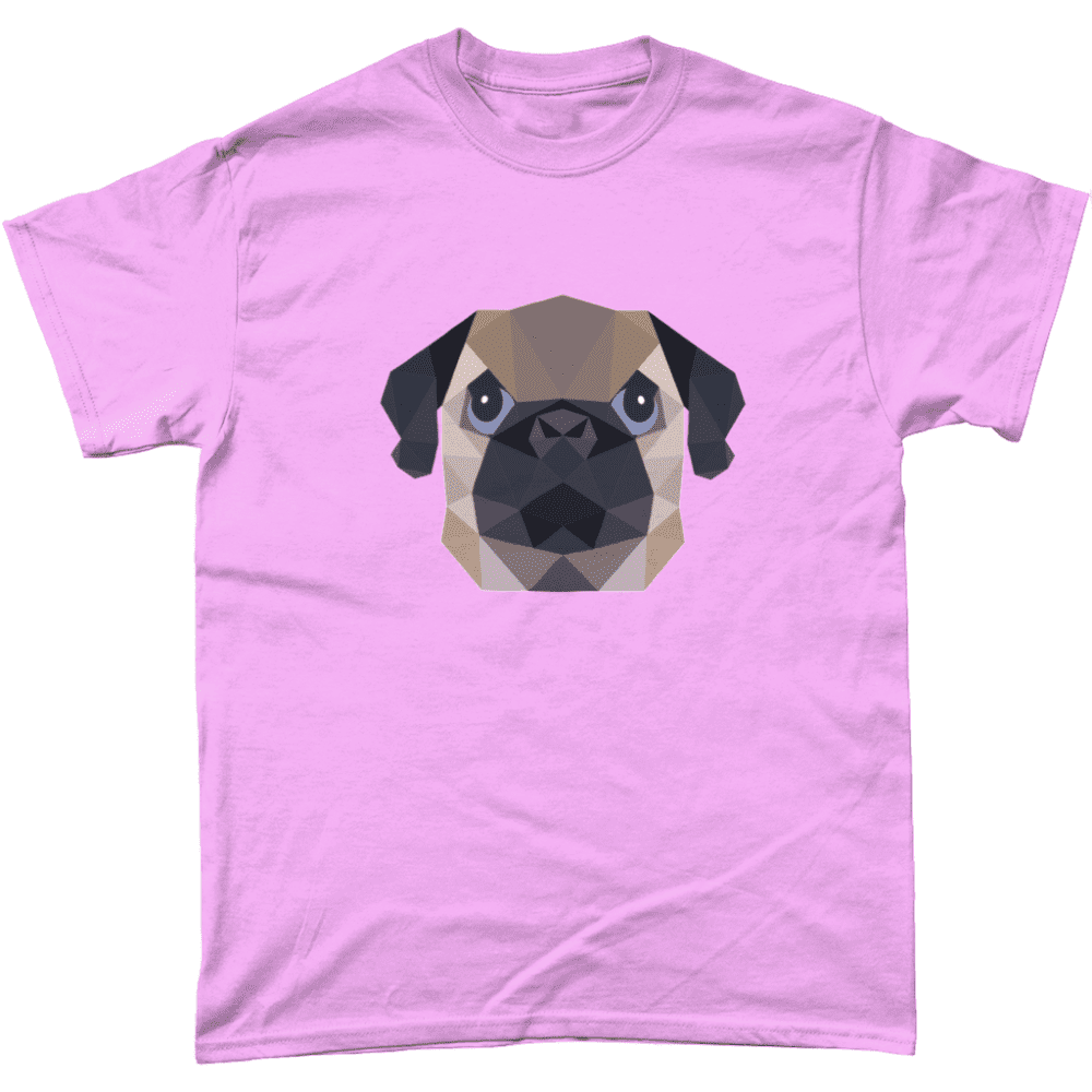 Low Poly Pug Dog T-Shirt Light Pink