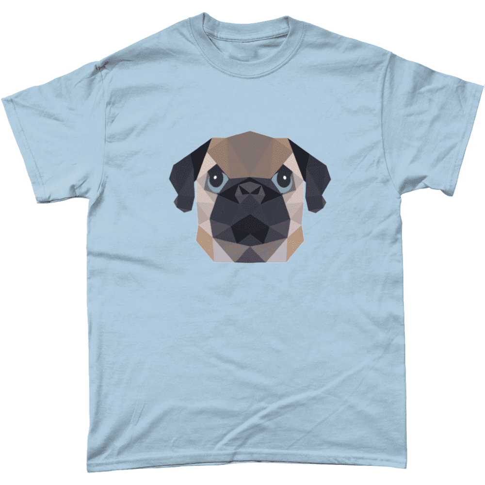 Low Poly Pug Dog T-Shirt Light Blue