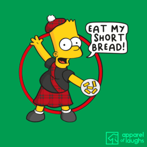 Bart Simpson Eat My Shorts Shortbread Scottish T-Shirt Design Irish Green