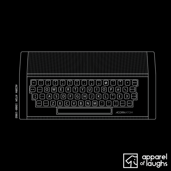 Acorn Atom Home Vintage British Home Computer T-Shirt Design