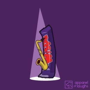 Careless Whisper Wispa George Michael Wham Chocolate Bar Saxophone Solo Apparel of Laughs British T-Shirt Purple