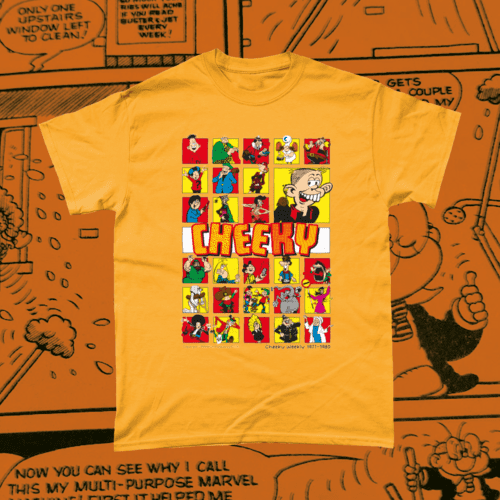 Cheeky Comic Weekly IPC Fleetway Rebellion British Nostalgic T-Shirt Gold