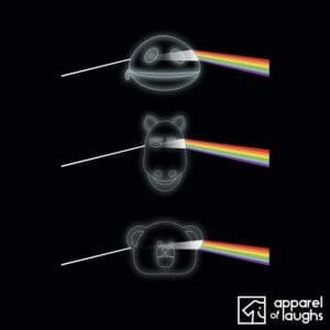Dark Side of Moon Pink Floyd Rainbow Zippy Bungle George Apparel of Laughs British T-Shirt Design Black