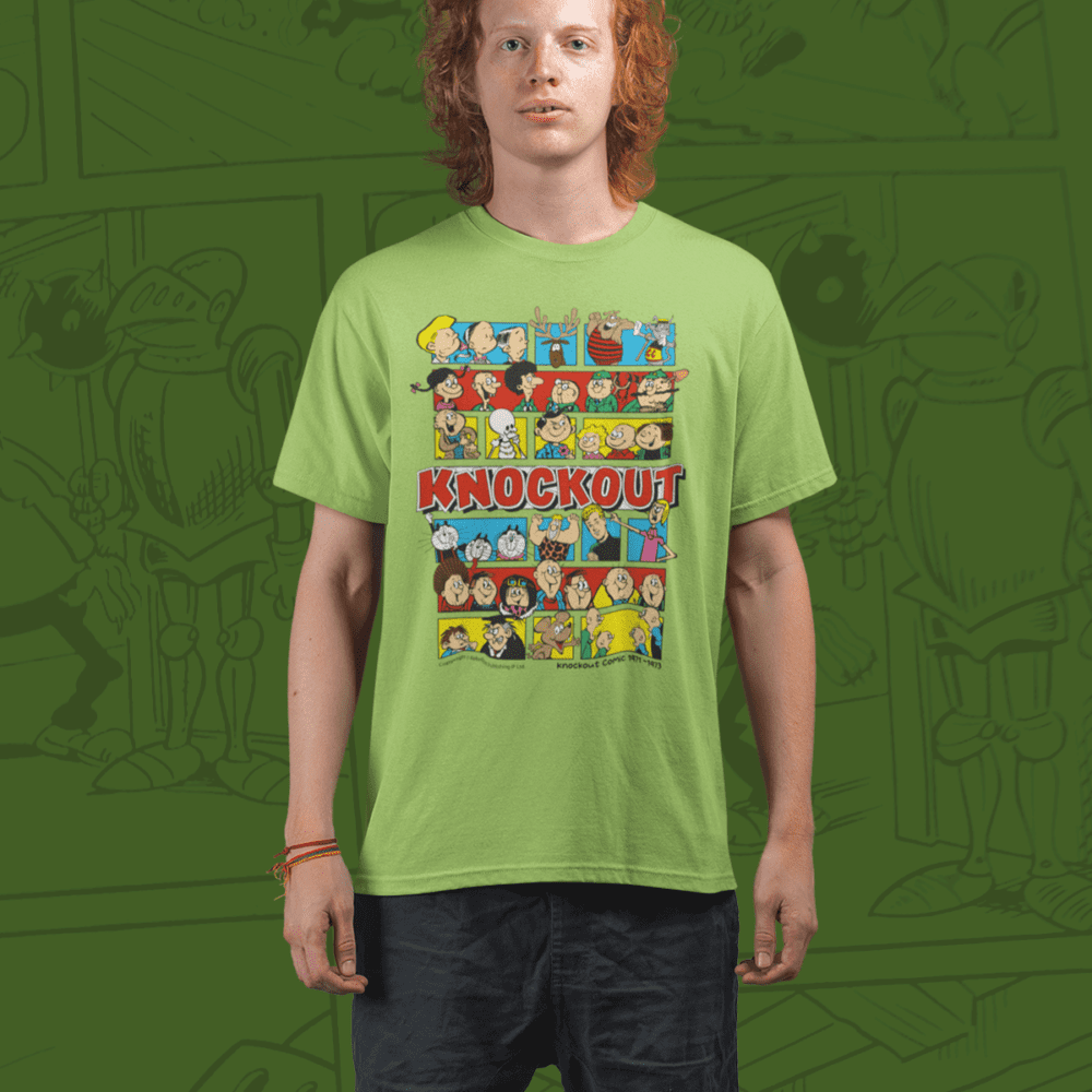 Knockout Comic IPC Fleetway Rebellion British Nostalgic T-Shirt Kiwi Model