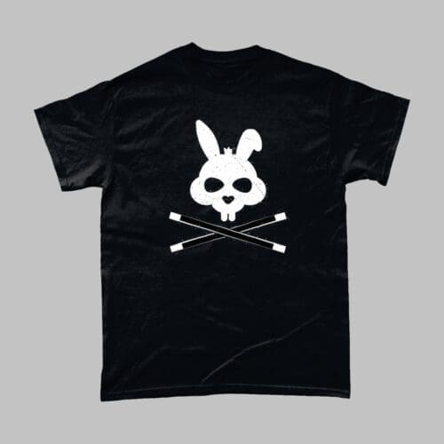 Magic Rabbit Wands Skull and Crossbones Magician T-Shirt Black